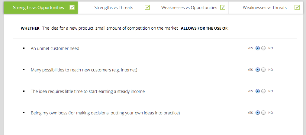 CayenneApps - example of connection between Strengths and Opportunities - SWOT analysis