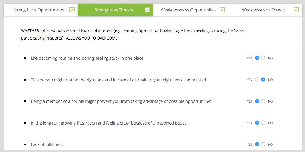 CayenneApps - SWOT analysis for a relationship - the connection step