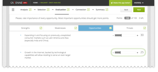 SWOT analysis - Evaluation